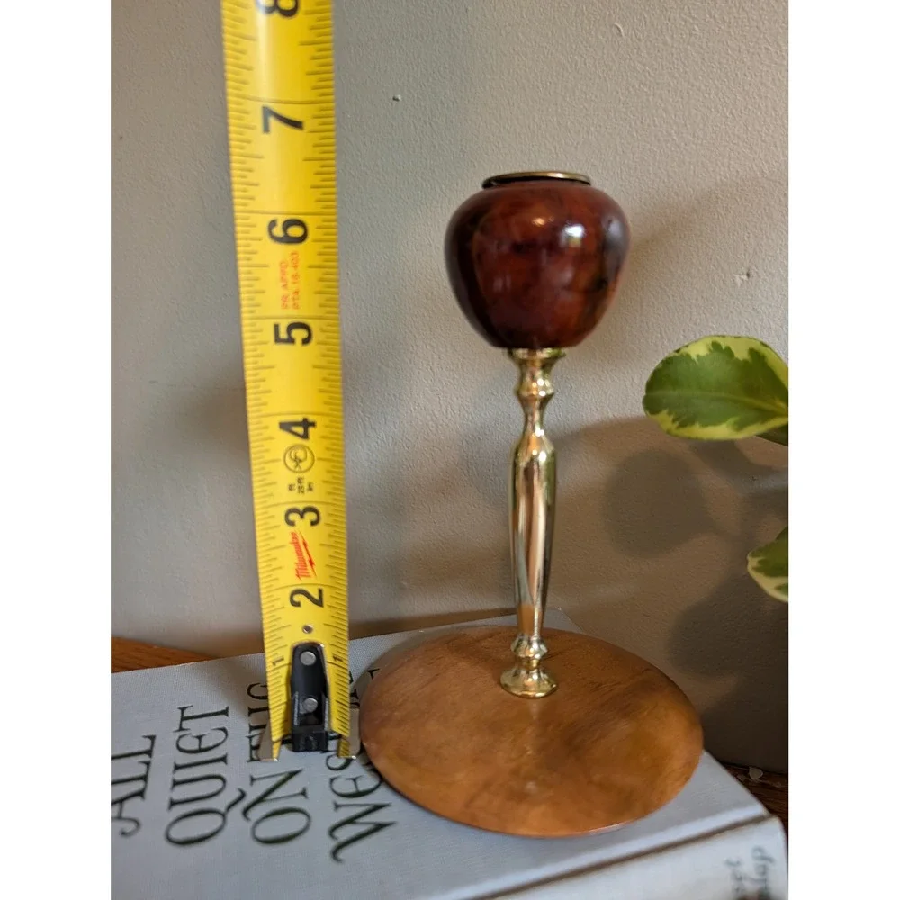 Vintage‎ Mid Century Modern Myrtlewood Candlestick Holders Pair Oregon Wood Gold